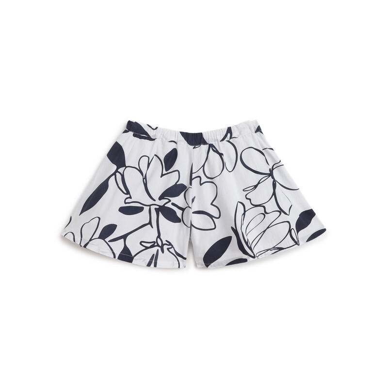 Girls White and Blue Printed Shorts image number null